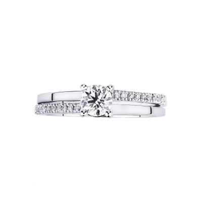 Solitaire or blanc 18K diamant 0,50 ct