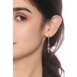 Boucles pendantes or tricolore 18k avec barrettes godronnées 2