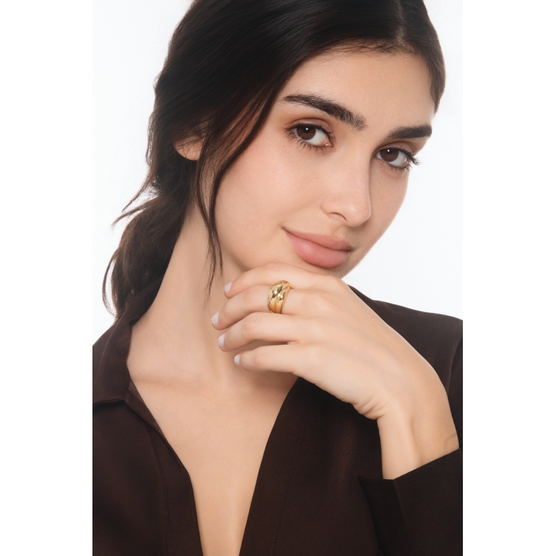 Bague large entrelacée en or jaune 750