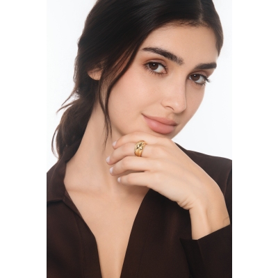 Bague large entrelacée en or jaune 750