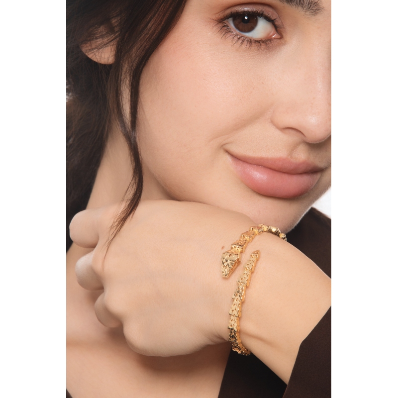 Bracelet ouvert serpent en or jaune 18k