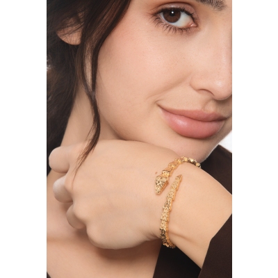 Bracelet ouvert serpent en or jaune 18k