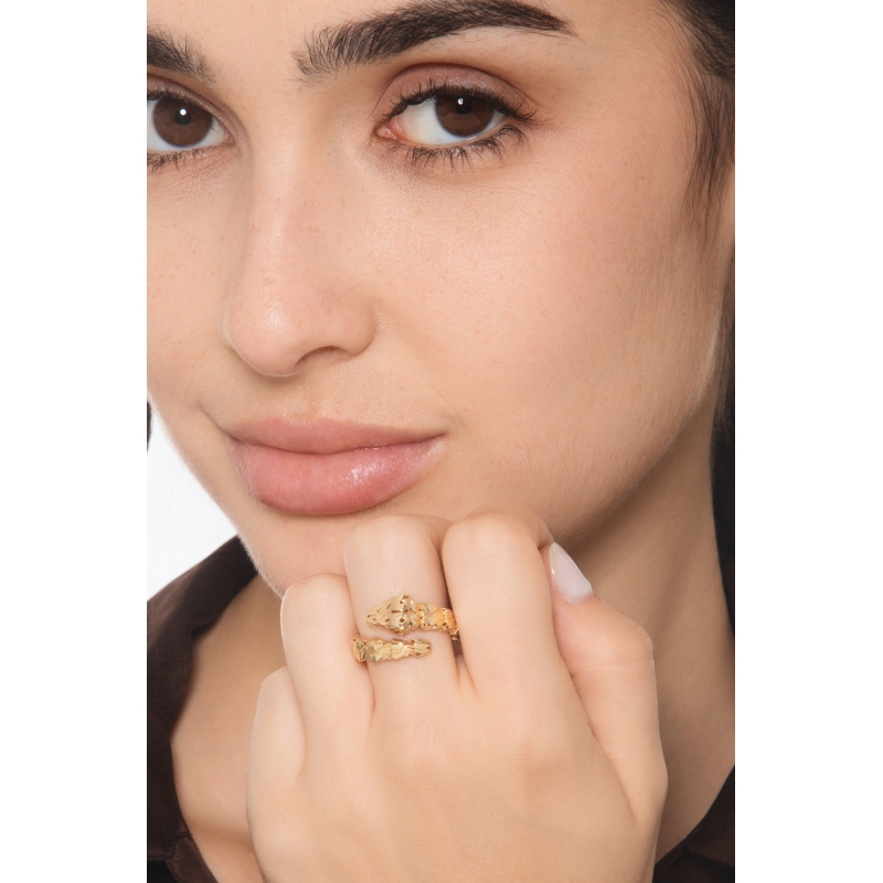 Bague serpent ouverte en or jaune 18k
