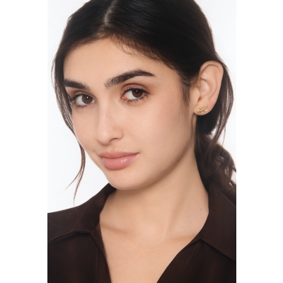 Boucles d’oreilles feuille en or jaune 750 brillantes et satinées