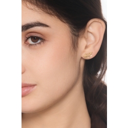 Boucles d’oreilles feuille en or jaune 750 brillantes et satinées 2