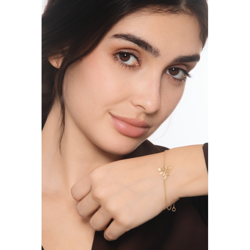 Bracelet en or jaune 18k avec feuille