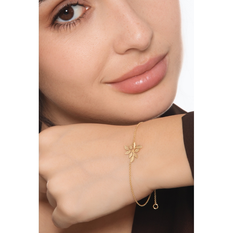 Bracelet en or jaune 18k avec feuille