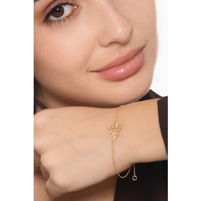 Bracelet en or jaune 18k avec feuille