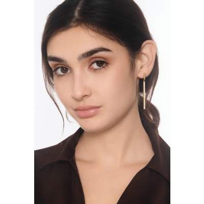 Boucles d’oreilles pendantes en or jaune 18k avec barrettes