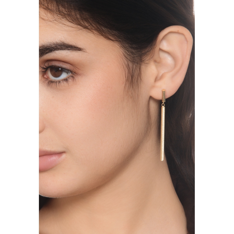 Boucles d’oreilles pendantes en or jaune 18k avec barrettes