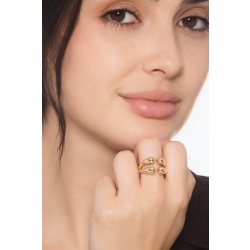 Bague ouverte chunky en or jaune 18k à double goutte 2