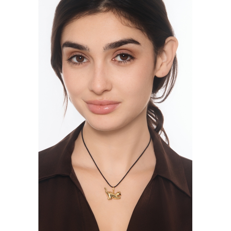 Pendentif chat en or jaune 18k, 2 cm