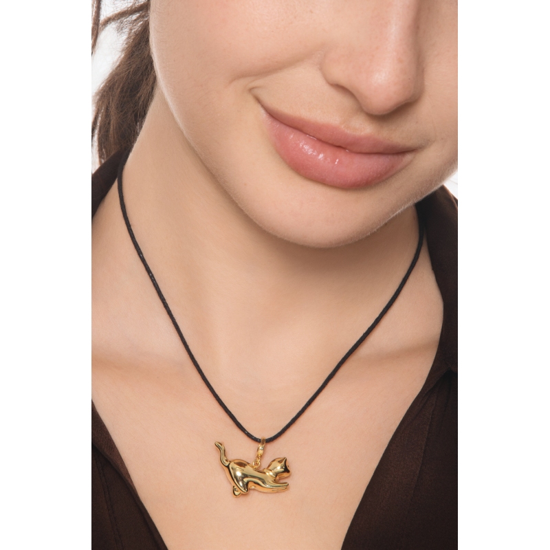 Pendentif chat en or jaune 18k, 2 cm