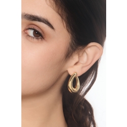 Boucles d’oreilles pendantes ovales en or jaune 18k 2