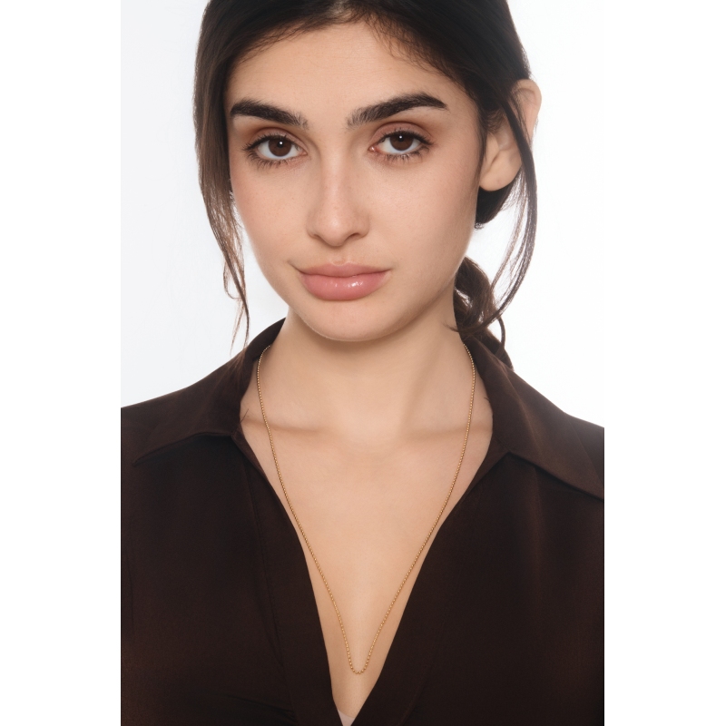 Chaîne femme en or jaune 18k avec design à perles lisses