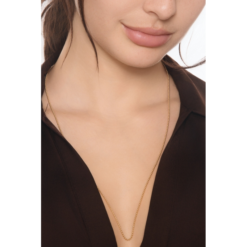 Chaîne femme en or jaune 18k avec design à perles lisses
