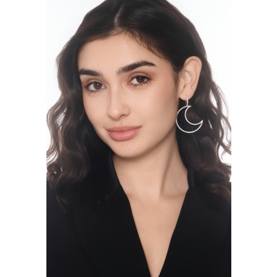 Pendantes demi-lune en or blanc 18 carats avec diamants
