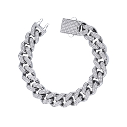 Bracelet unisex Cuban link en or blanc 18k avec diamants