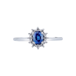 Bague en or blanc 18k avec saphir blue et diamants 2