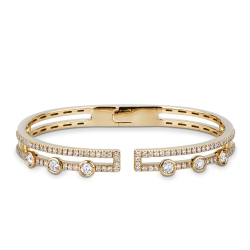 Bracelet semi rigide en or jaune 18k avec diamants