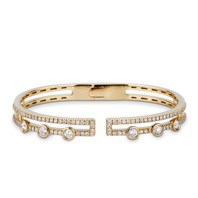 Bracelet semi rigide en or jaune 18k avec diamants