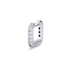Boucle d’oreille unique rectangulaire en or blanc 18k diamants
