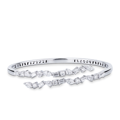 Bracelet rigide en or blanc 18 carats avec diamants 