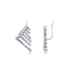 Boucles d’oreilles cascade en or blanc 18k avec diamants