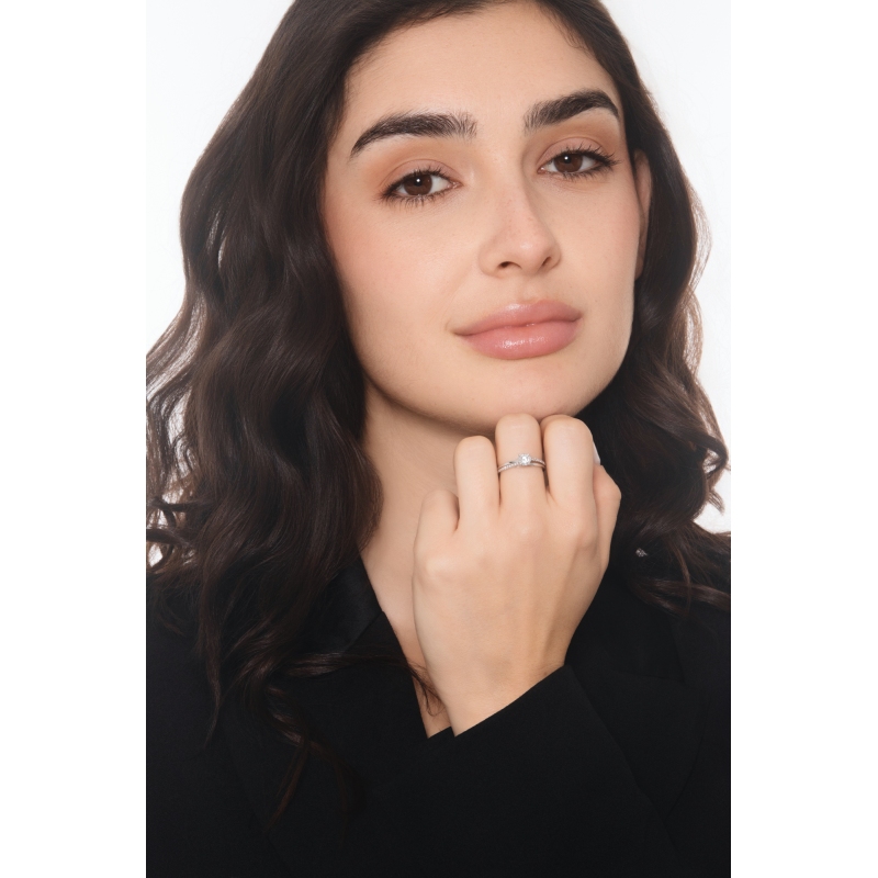 Solitaire or blanc 18K diamant 0,50 ct