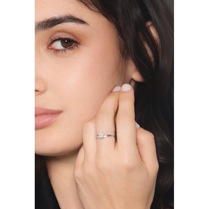 Solitaire or blanc 18K diamant 0,50 ct