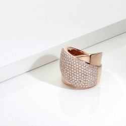 Bague bandeau or rose 18K diamants brillants
