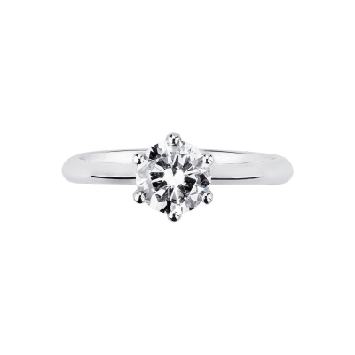 Bague solitaire en or blanc 18K avec diamant IGI 1.01 CT