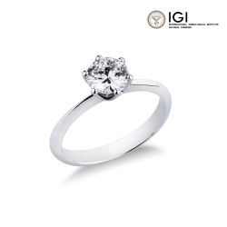 Bague solitaire en or blanc 18K avec diamant IGI 1.01 CT