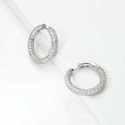 Créoles en Or Blanc 18k avec Diamants 22 mm