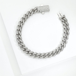 Bracelet Cuban Link en or blanc 18k avec diamants