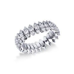 Bague extensible en or blanc 750 avec diamants