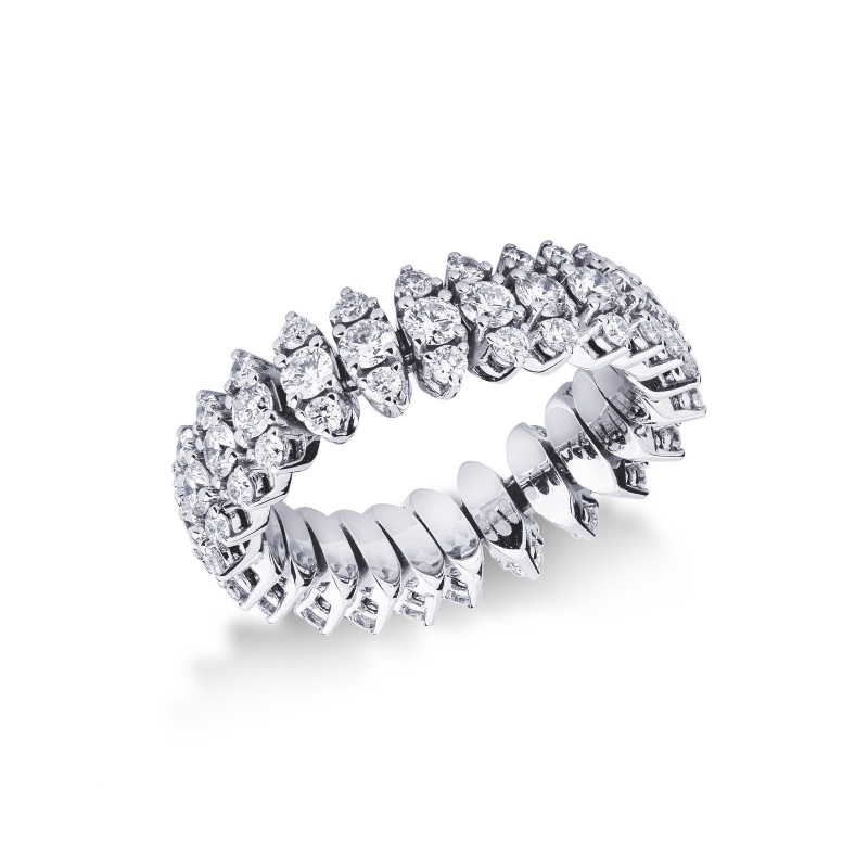 Bague extensible en or blanc 750 avec diamants