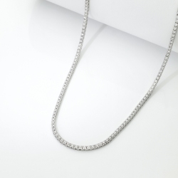 Collier Tennis en Or Blanc 18k avec Diamants Naturels