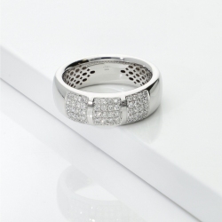 Bague Homme en Or Blanc 750 avec Diamants Naturels