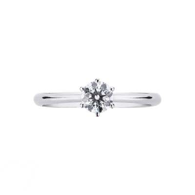 Bague solitaire or blanc 18 carats avec diamant IGI 0.49 CT 