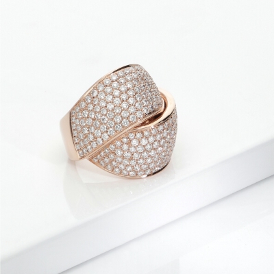 Bague Croisée Eclat Or Rose 18K Diamants
