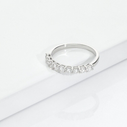Bague 9 Diamants 0.75ct Or Blanc 18K