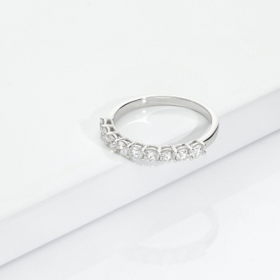 Bague 9 Diamants 0.75ct Or Blanc 18K