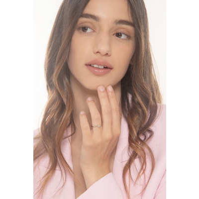 Solitaire Or Blanc 18K 4 Griffes et Diamant 0.15 ct