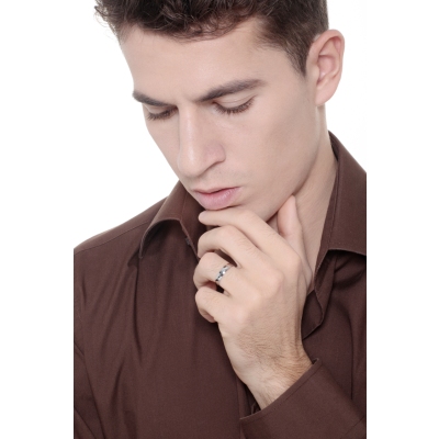 Demi-jonc bombé confort or blanc 18k