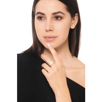 Bague jonc en or jaune 18K avec diamants brillants