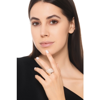 Bague bandeau or rose 18K diamants brillants