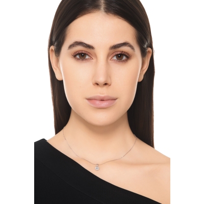 Collier Pendentif Aigue Marine Ovale Diamants Or Blanc