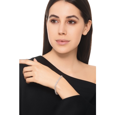 Bracelet tissé de diamants en or blanc 18k