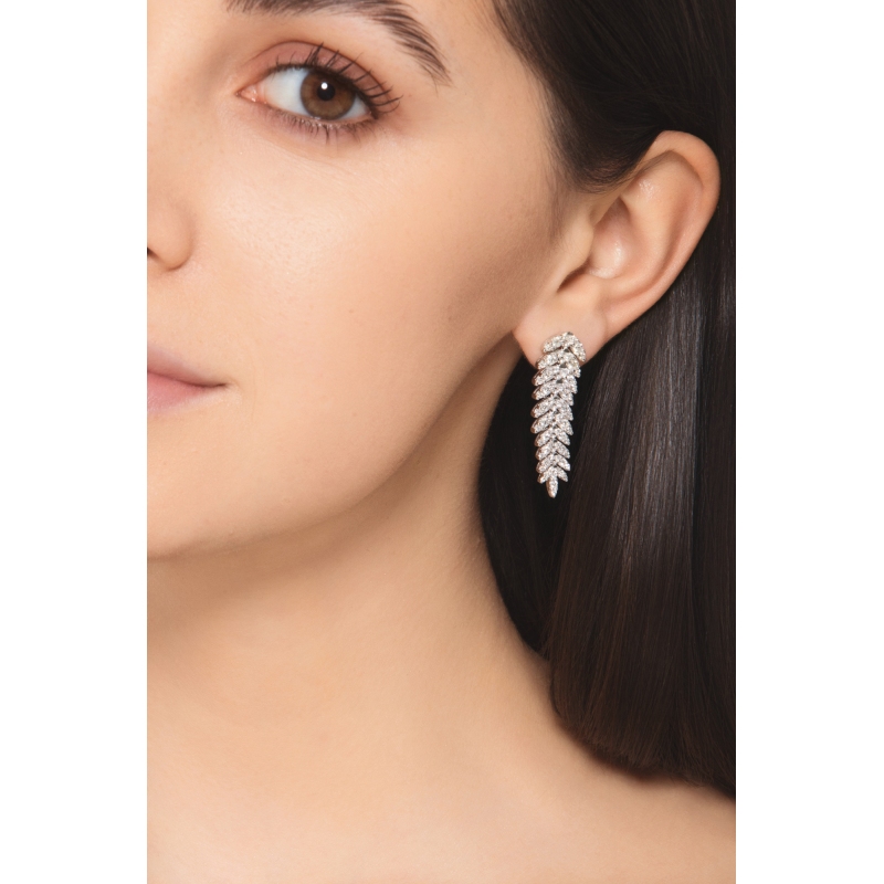 Boucles d'Oreilles Pendantes Diamants Or Blanc